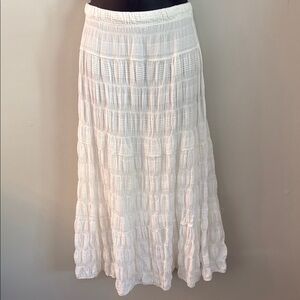 Max Studio White Tiered Crinkle Maxi Skirt